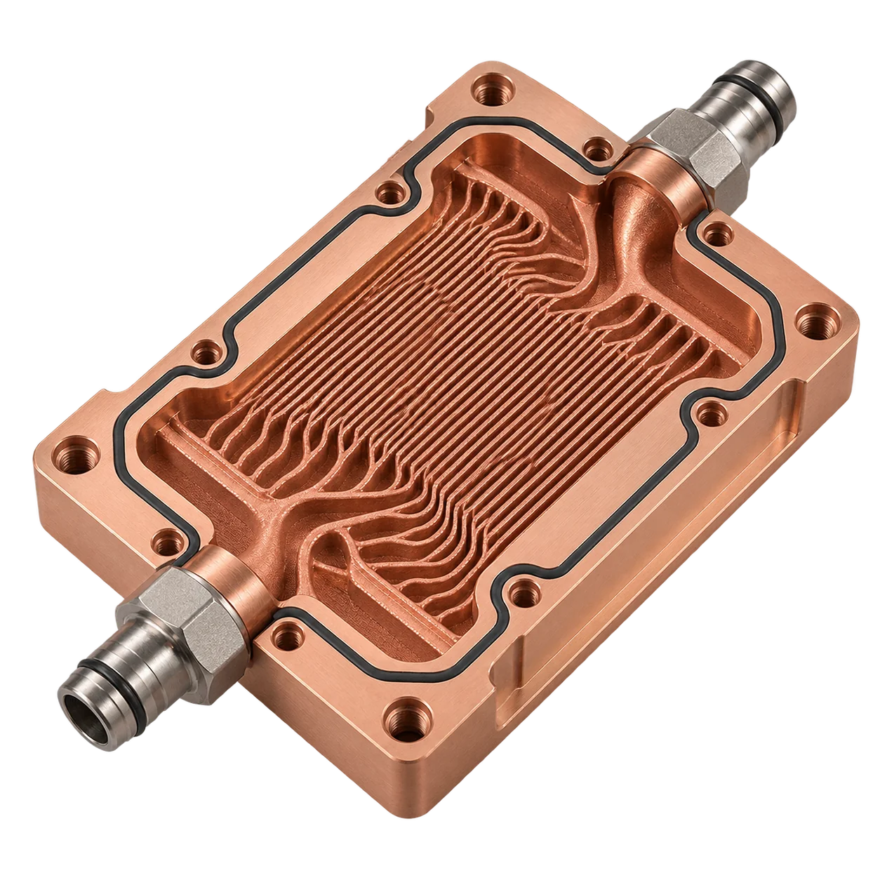 Metal 3D-printed liquid-cooling distribution manifold for data-center servers.