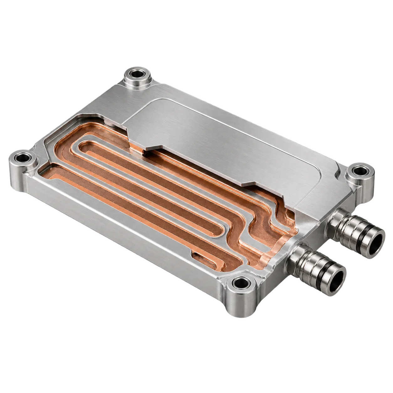 Integrated liquid-cooled metal baseplate for high-power electronic modules.