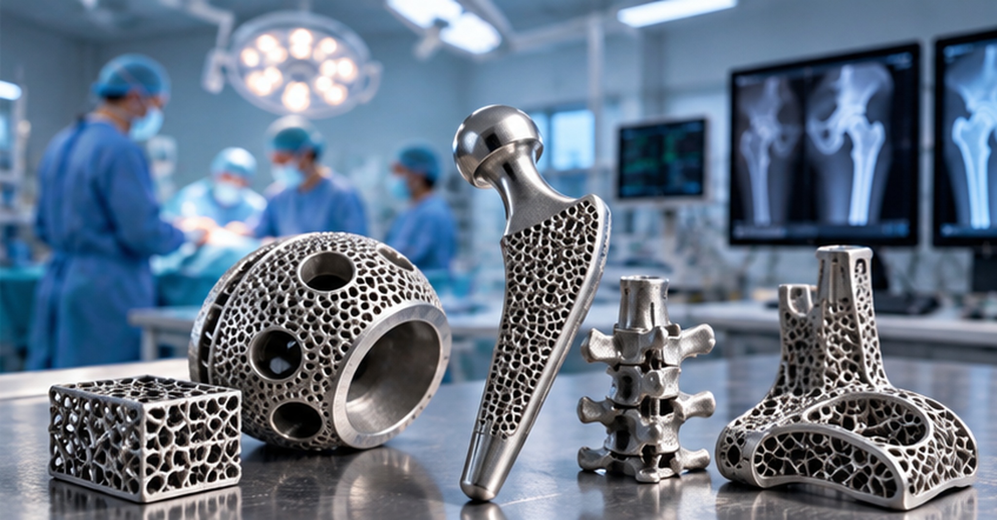 Metal 3D-printed orthopedic implants and porous medical components for advanced medical device development.