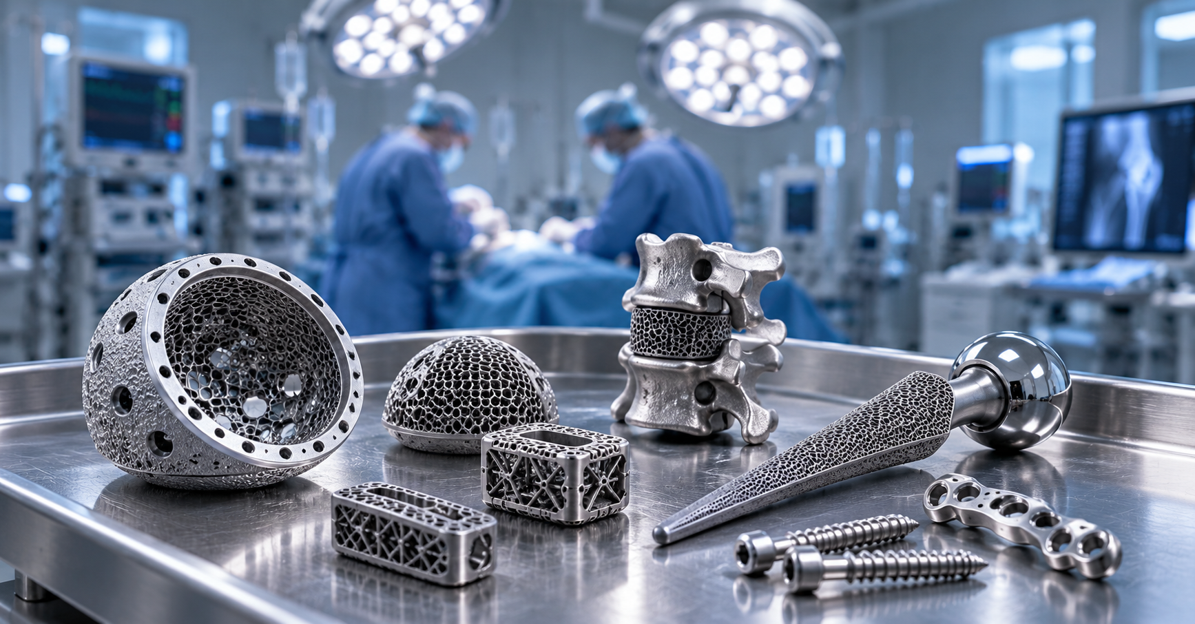 Metal 3D printed orthopedic implants with porous lattice structures for customized hip, spinal, and bone restoration applications