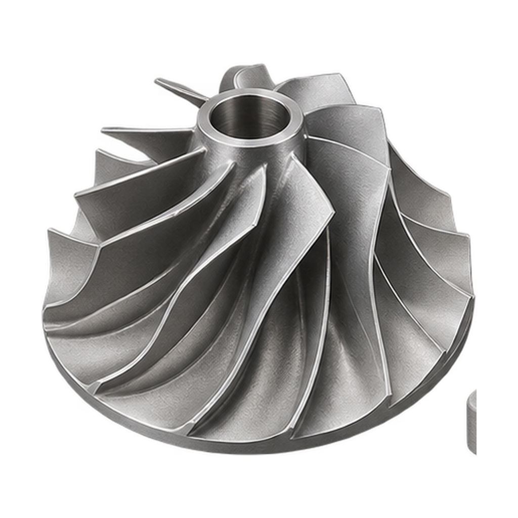 Metal 3D printed turbine impeller with curved blades for aerospace and energy applications