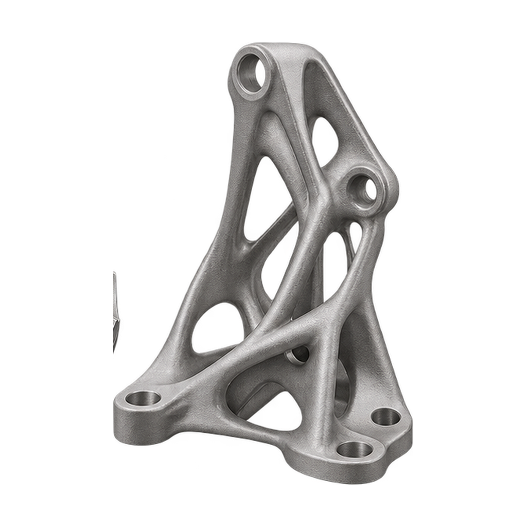 Topology-optimized metal 3D printed bracket with lightweight lattice structure
