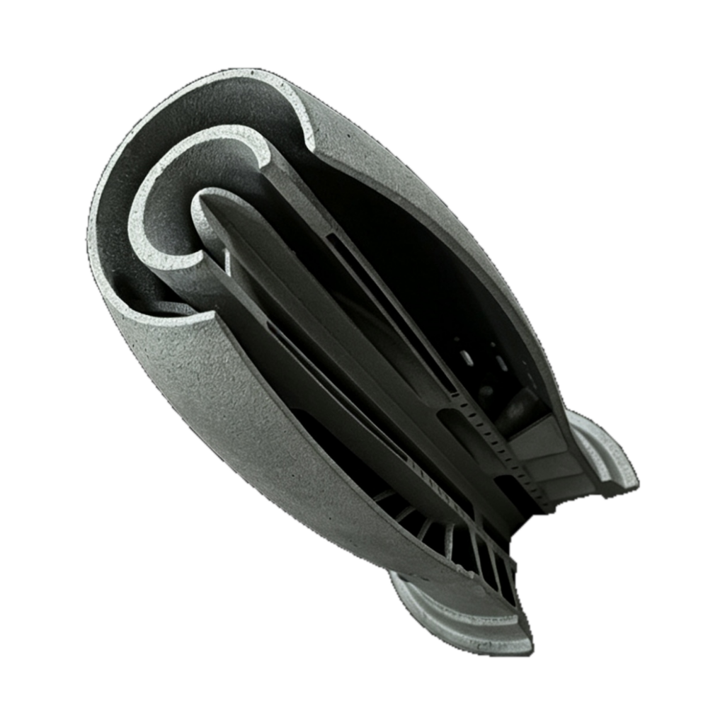 Metal 3D printed aerospace structural component with complex internal channels and lightweight geometry