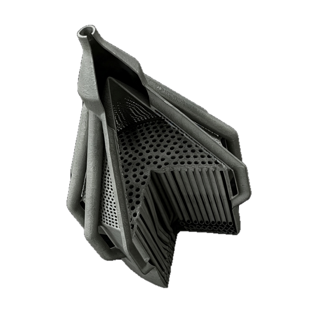 Metal 3D printed heat exchanger with perforated surfaces and integrated internal flow channels